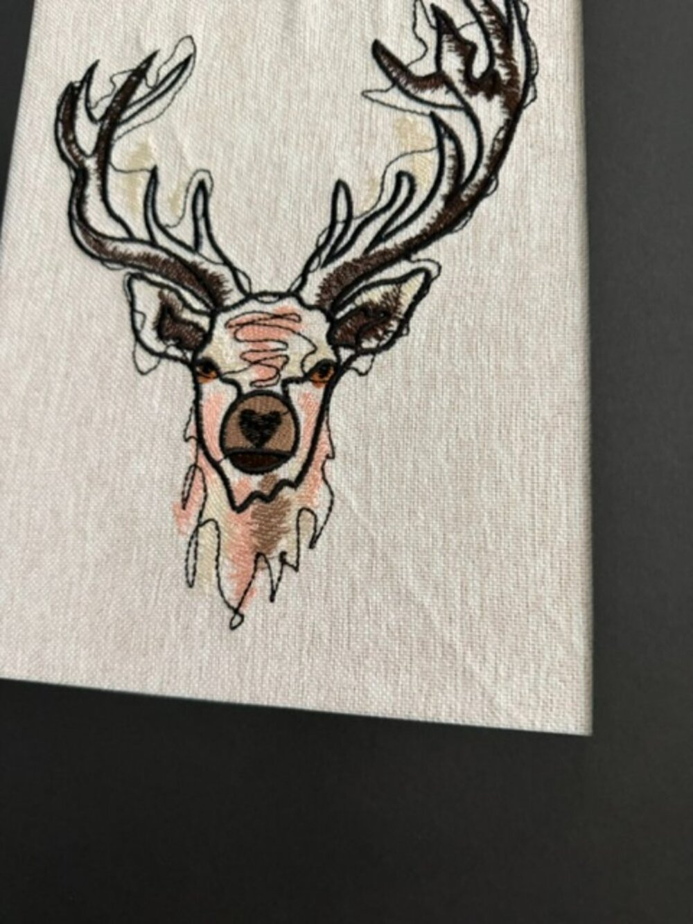 Homemade Deer Embroidered Framed Art 11X14 - Picture 2 of 6